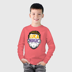 Лонгслив хлопковый детский Luka magic face, цвет: коралловый — фото 2