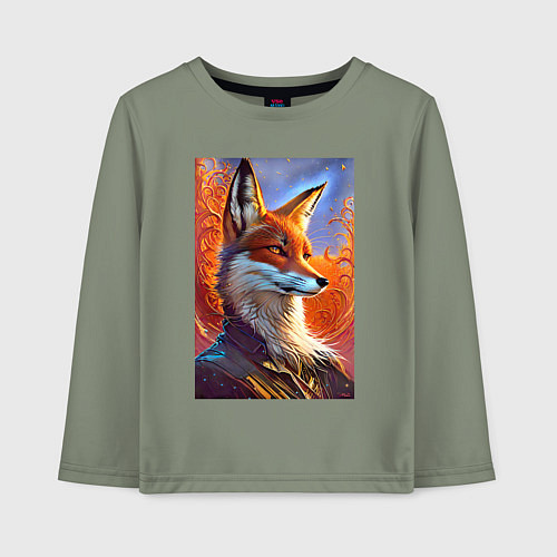 Детский лонгслив Fox fashionista - ai art fantasy / Авокадо – фото 1