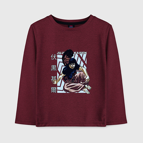 Детский лонгслив Магическая битва Тоджи / Меланж-бордовый – фото 1