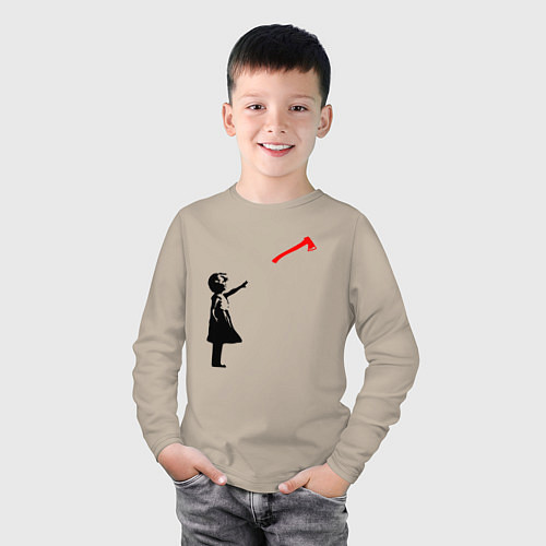 Детский лонгслив Девочка и топор / Миндальный – фото 3