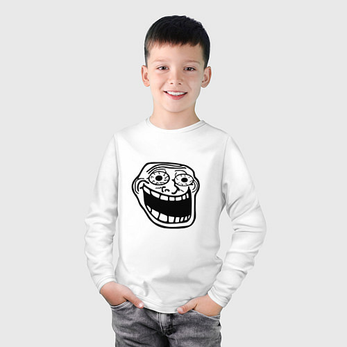 Детский лонгслив Омега тролл фейс мем / Белый – фото 3