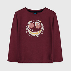 Лонгслив хлопковый детский Лакомый кусочек-яичница с улыбкой, цвет: меланж-бордовый