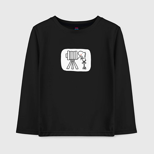 Детский лонгслив Старый фотоаппарат / Черный – фото 1