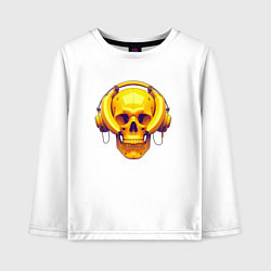 Лонгслив хлопковый детский Yellow skull and bananas - cyberpunk, цвет: белый