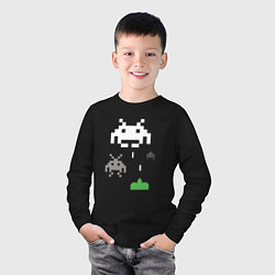 Лонгслив хлопковый детский Space invaders, цвет: черный — фото 2