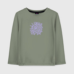 Лонгслив хлопковый детский Штурвал и три розы лилового цвета, цвет: авокадо