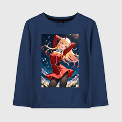 Лонгслив хлопковый детский Марин Китагава косплей 002 Darling in the Franxx, цвет: тёмно-синий