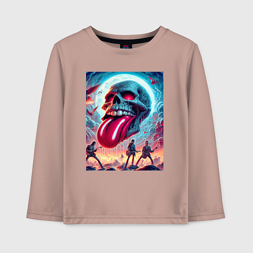 Детский лонгслив Rolling Stones - skull transformation / Пыльно-розовый – фото 1