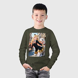 Лонгслив хлопковый детский Марин Китагава косплей Ани Форджер, цвет: меланж-хаки — фото 2