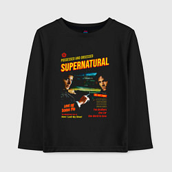 Лонгслив хлопковый детский Сверхъестественное Possessed and obsessed, цвет: черный