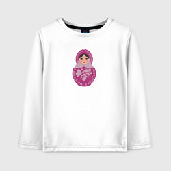 Детский лонгслив Матрёшка в розовом