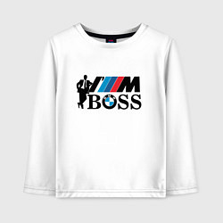 Лонгслив хлопковый детский BMW я босс, цвет: белый