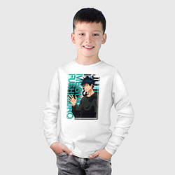 Лонгслив хлопковый детский Мегуми фусигуро заклинатель, цвет: белый — фото 2
