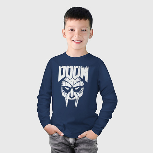 Детский лонгслив Doom mask / Тёмно-синий – фото 3