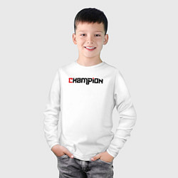 Лонгслив хлопковый детский Champion, цвет: белый — фото 2