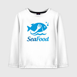 Лонгслив хлопковый детский Морские продукты, цвет: белый