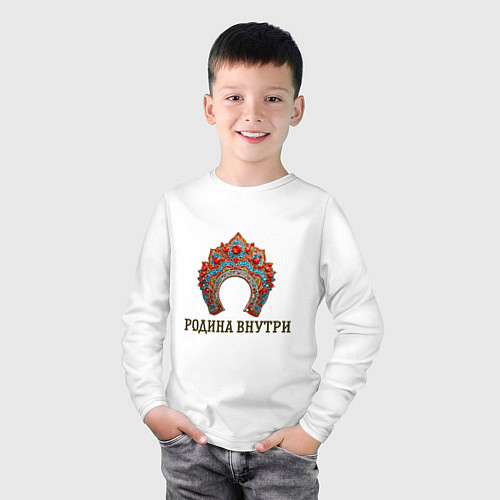 Детский лонгслив Кокошник: родина внутри / Белый – фото 3