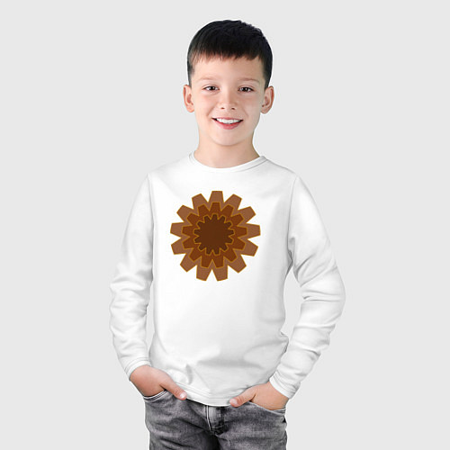 Детский лонгслив Коричневые шестерёнки / Белый – фото 3