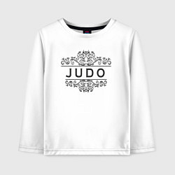 Лонгслив хлопковый детский Узор дзюдо, цвет: белый