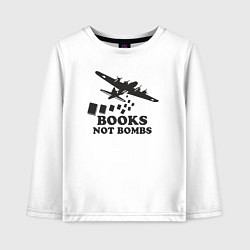 Лонгслив хлопковый детский Книжки а не бомбы, цвет: белый