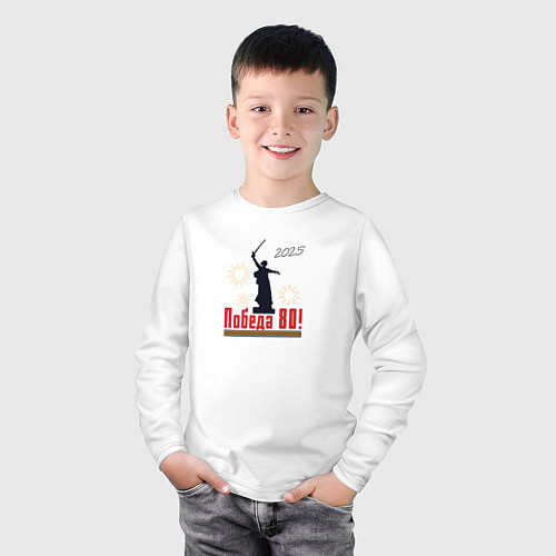 Детский лонгслив Победа 80 / Белый – фото 3