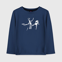 Лонгслив хлопковый детский Новогоднее чтиво, цвет: тёмно-синий