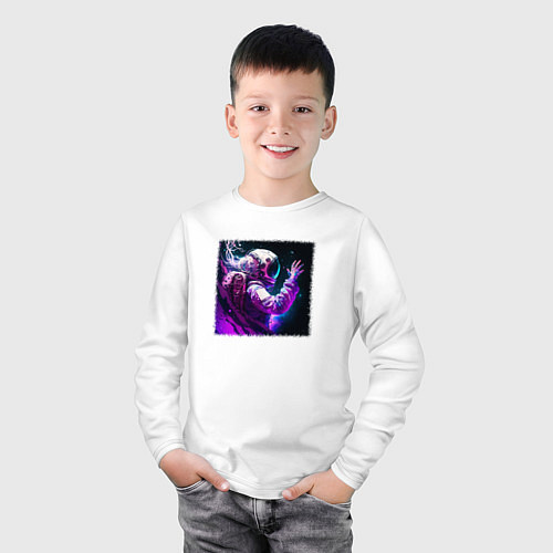 Детский лонгслив Космос в ярких красках / Белый – фото 3