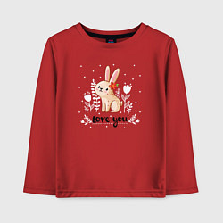 Лонгслив хлопковый детский Love you bunny, цвет: красный