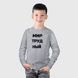 Лонгслив хлопковый детский Мир Труд мем, цвет: меланж — фото 2