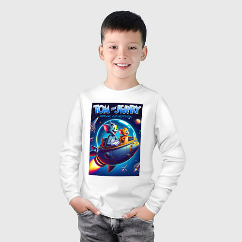 Детский лонгслив Tom and Jerry - space adventure / Белый – фото 3