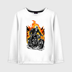 Лонгслив хлопковый детский Призрачный гонщик в огне, цвет: белый