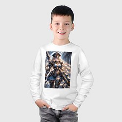 Лонгслив хлопковый детский Девушка в стиле игры Red Alert, цвет: белый — фото 2