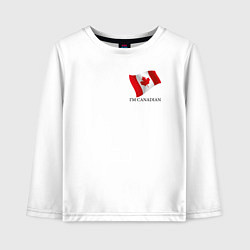 Лонгслив хлопковый детский Я Канадец - патриотизм, цвет: белый