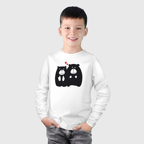 Детский лонгслив Влюблённые мишки / Белый – фото 3