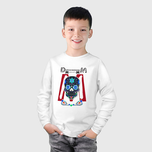 Детский лонгслив Depeche Mode - Memento mori mexico skull white / Белый – фото 3