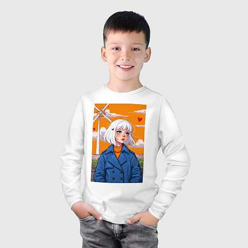 Детский лонгслив В потоке чувств / Белый – фото 3