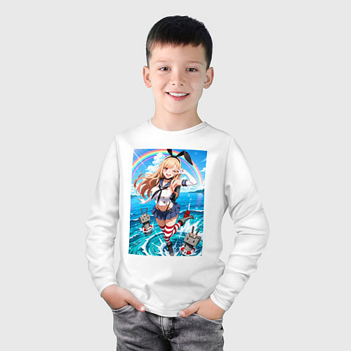 Детский лонгслив Марин Китагава косплей аниме Флотская коллекция / Белый – фото 3