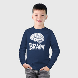 Лонгслив хлопковый детский Brain, цвет: тёмно-синий — фото 2