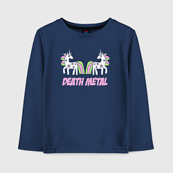 Лонгслив хлопковый детский Death metal unicorn, цвет: тёмно-синий