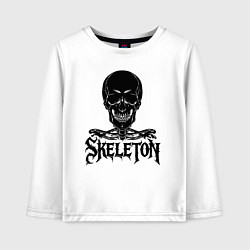 Лонгслив хлопковый детский Skeleton череп, цвет: белый