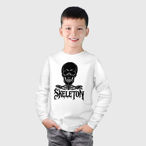 Детский лонгслив Skeleton череп / Белый – фото 3