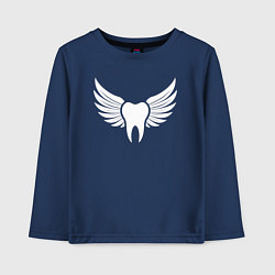 Лонгслив хлопковый детский Зуб с крыльями, цвет: тёмно-синий