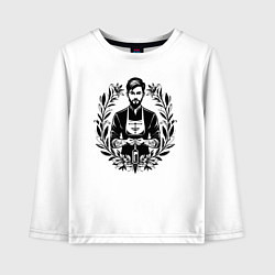 Лонгслив хлопковый детский Фармацевт в цветочном ореоле, цвет: белый