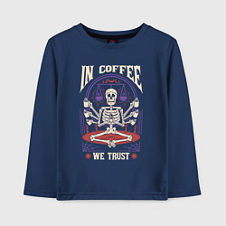 Лонгслив хлопковый детский In coffee we trust, цвет: тёмно-синий