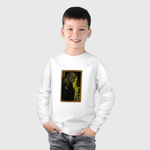 Детский лонгслив Карта Аскейра Калионора: король треф / Белый – фото 3