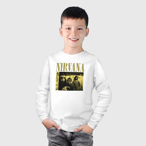 Детский лонгслив Nirvana foto band / Белый – фото 3