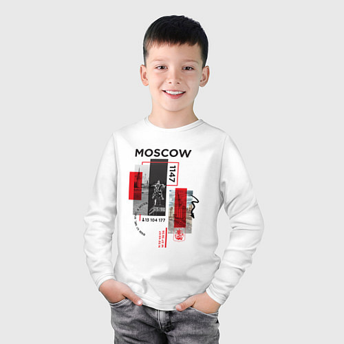 Детский лонгслив Москва коллаж / Белый – фото 3