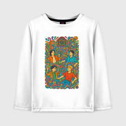 Лонгслив хлопковый детский Astro психоделика, цвет: белый