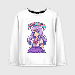 Лонгслив хлопковый детский Билли Айлиш аниме стиль, цвет: белый