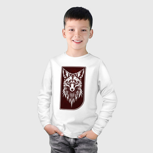 Детский лонгслив Лис на багровом фоне / Белый – фото 3